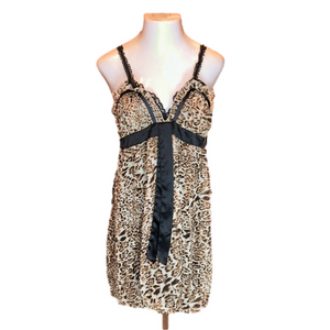 PASSPORT Leopard Print Lace Strap Dress Size Large. NWT!
